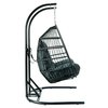 Leisuremod Wicker 2 Person Double Folding Hanging Egg Swing Chair with Charcoal Cushions ESCF52CH